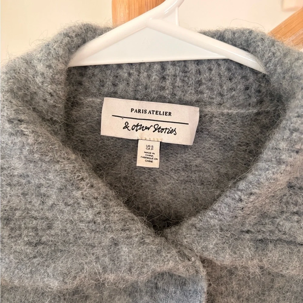 & Other Stories Soft Gray Knit Cardigan - Picture 2 of 3